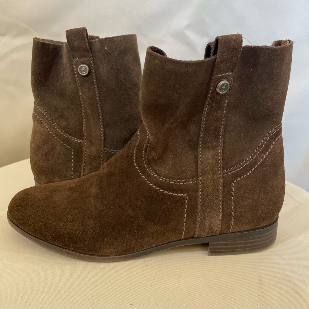 Frye & Co. Sarah Shortie Brown Suede Casual Dress Western Ankle Pull On Boots 7